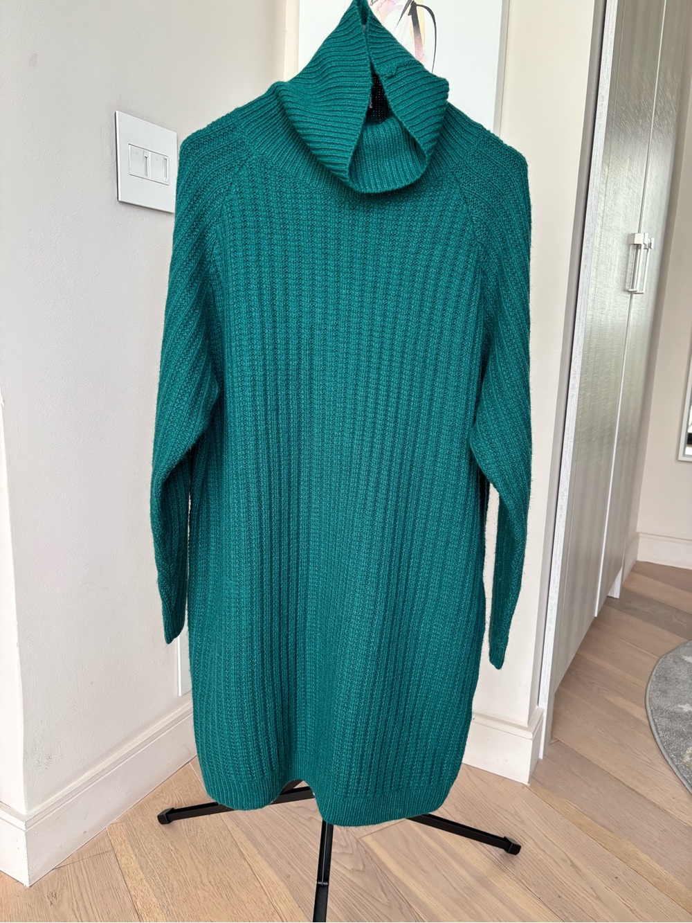 MINKPINK Teal Ribbed Turtleneck Sweater Dress